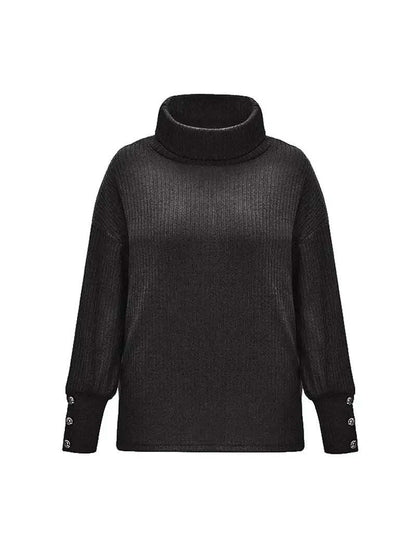 Suéter de cuello desbocado acanalado de invierno para mujer