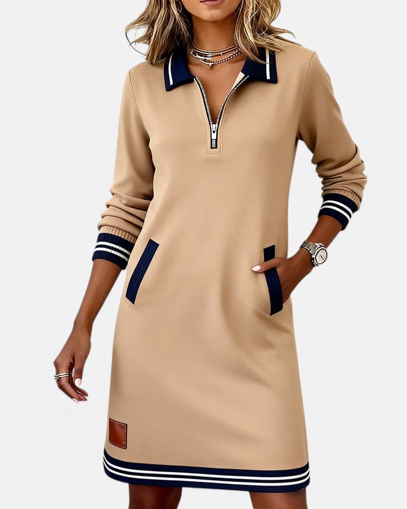 Chic Long-Sleeve Dress in Cotton