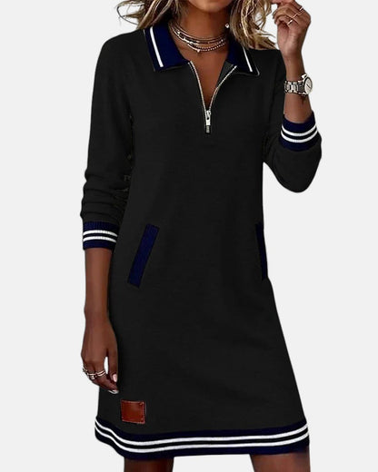 Chic Long-Sleeve Dress in Cotton