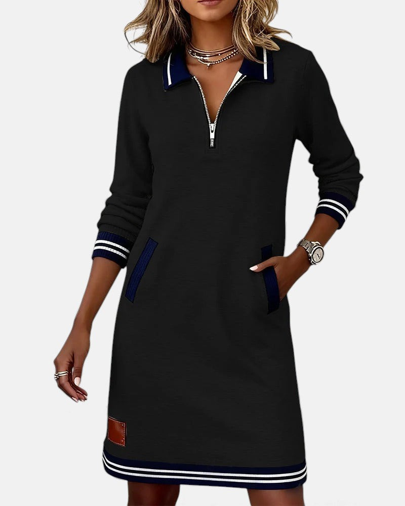 Chic Long-Sleeve Dress in Cotton