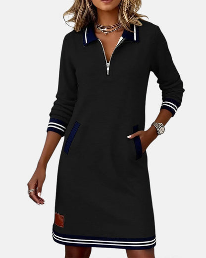 Chic Long-Sleeve Dress in Cotton