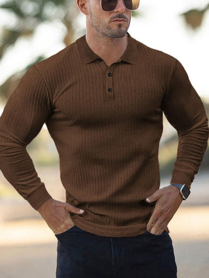 Stylish Fitted Long-Sleeve Polo