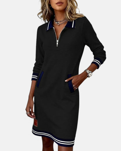 Chic Long-Sleeve Dress in Cotton