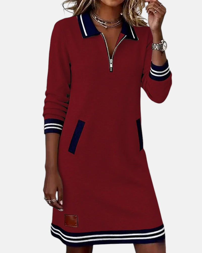 Chic Long-Sleeve Dress in Cotton