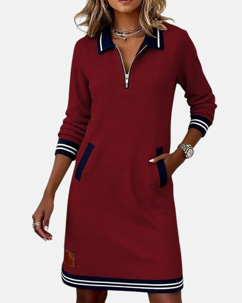 Chic Long-Sleeve Dress in Cotton
