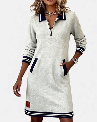 Chic Long-Sleeve Dress in Cotton