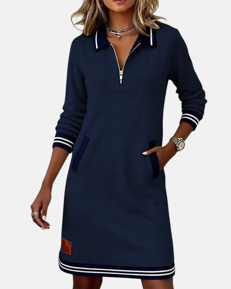 Chic Long-Sleeve Dress in Cotton