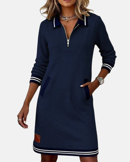Chic Long-Sleeve Dress in Cotton
