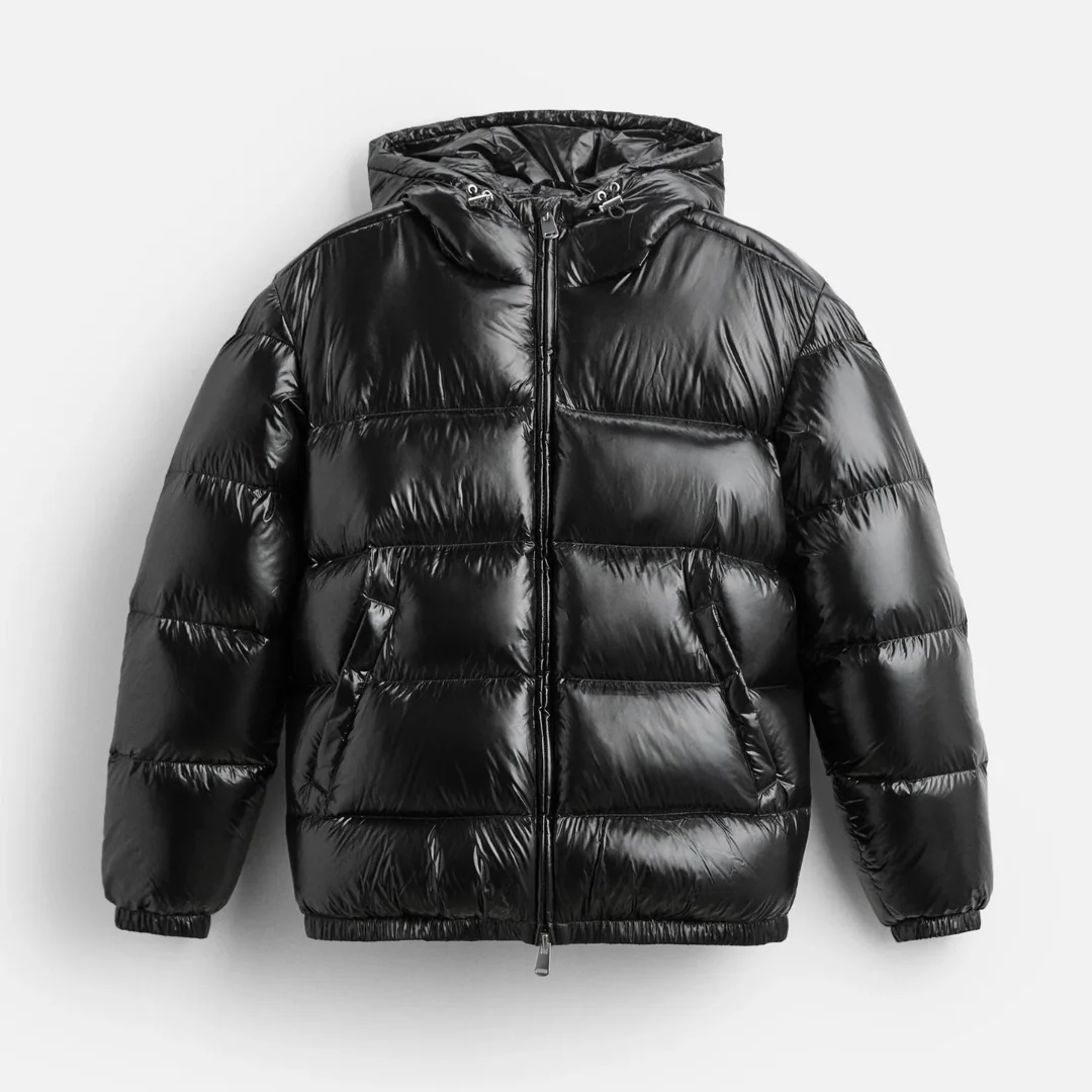 Men’s Shiny Hooded Quilted Jacket