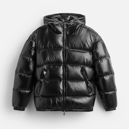 Men’s Shiny Hooded Quilted Jacket