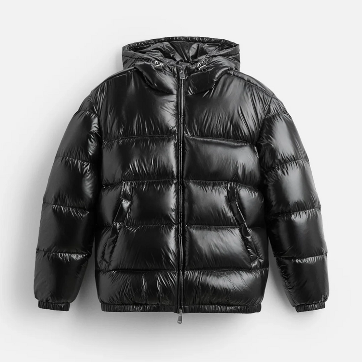 Men’s Shiny Hooded Quilted Jacket