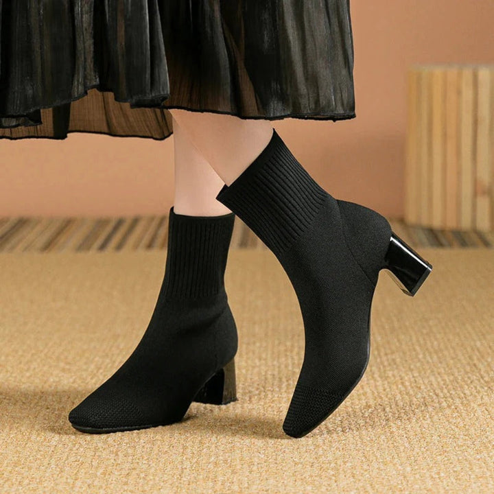 Women’s Winter Ribbed Knit Ankle Boots