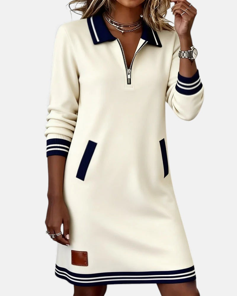 Chic Long-Sleeve Dress in Cotton