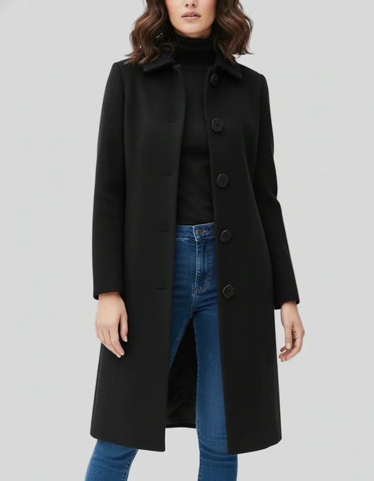 Women’s Long Button Front Winter Coat