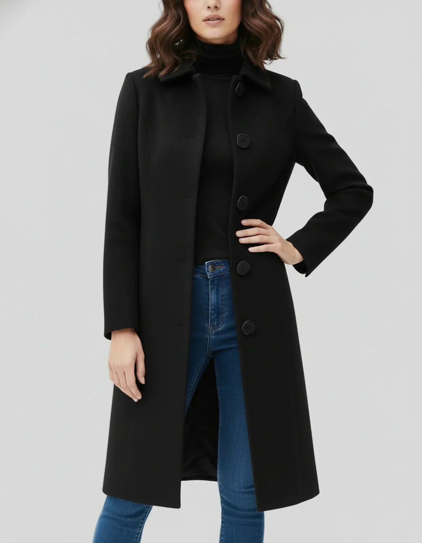Women’s Long Button Front Winter Coat