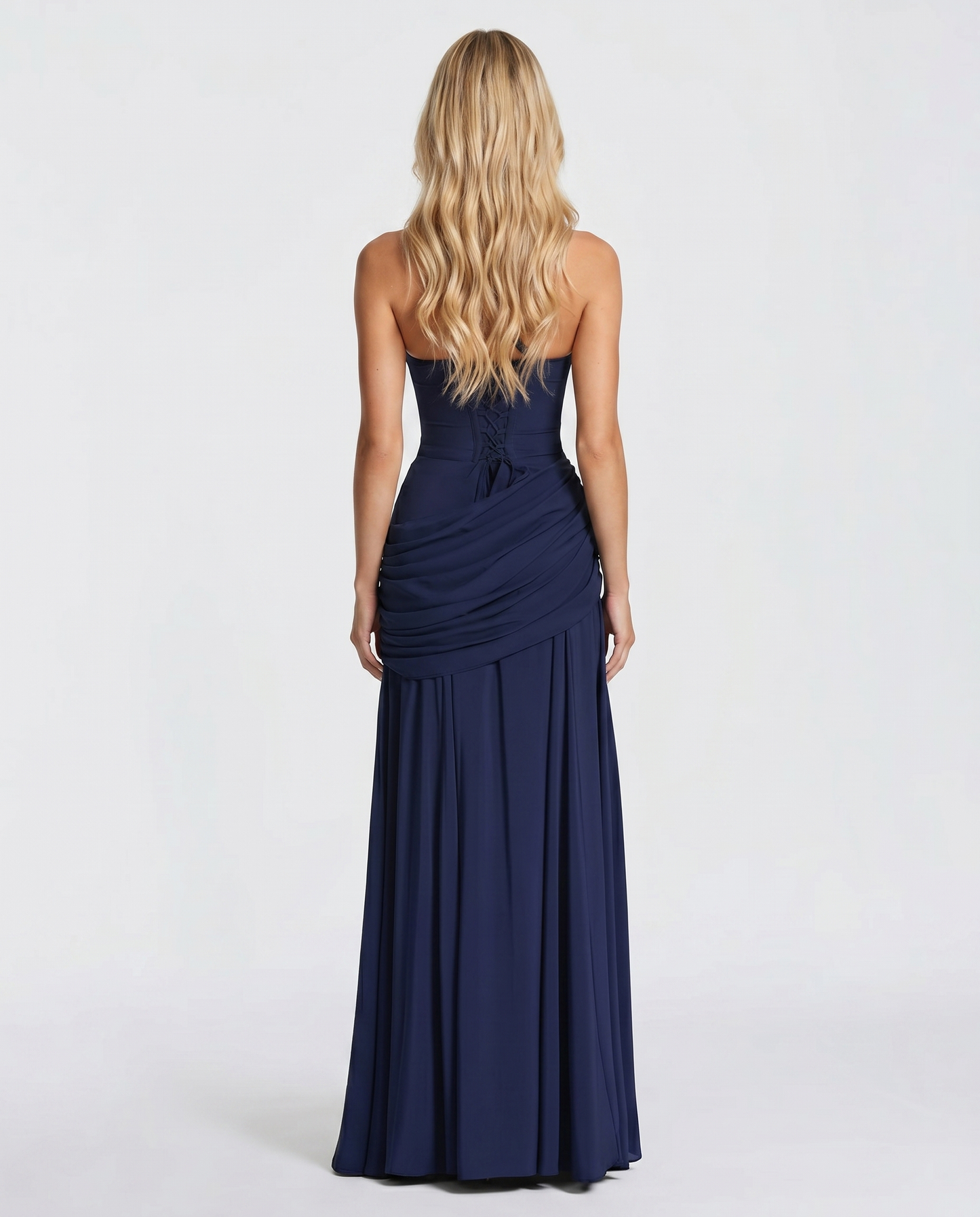 Charlotte | Elegant Ruched Navy Maxi Dress