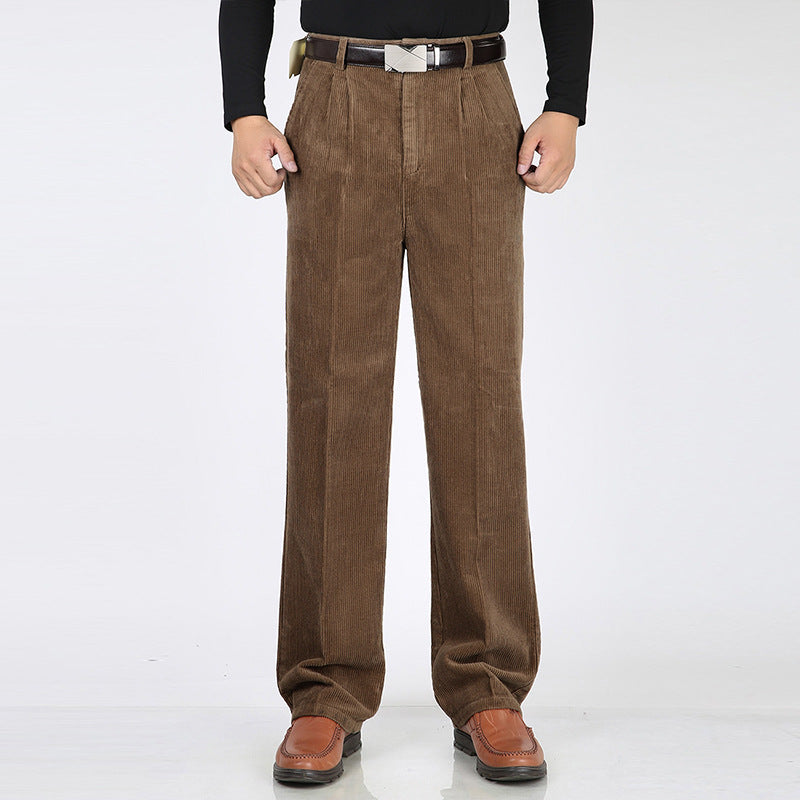 Men's Casual High-Waist Pleated Pants