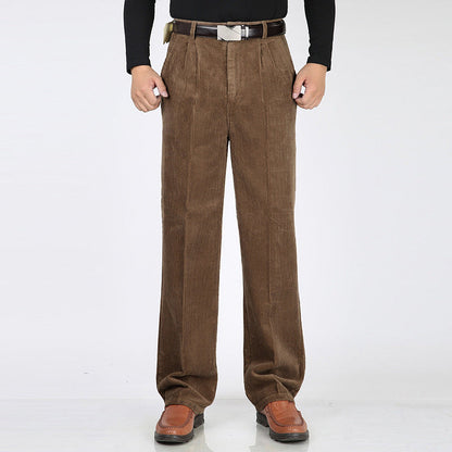 Pantalones plisados casuales de tiro alto para hombre