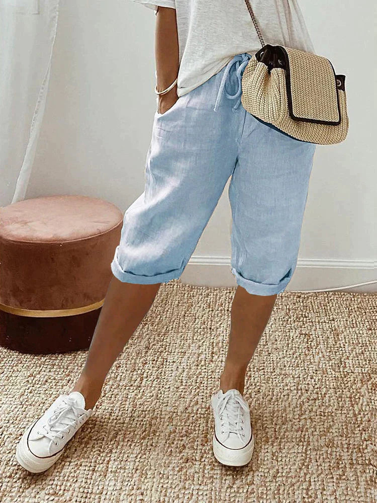 Estivé | Comfortable Linen Knee Shorts