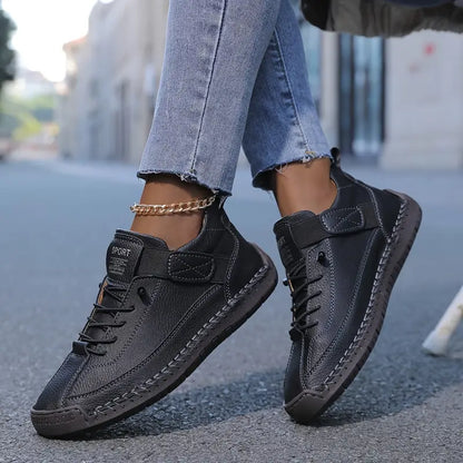 Kevara - Zapatillas de cuero de puntera ancha