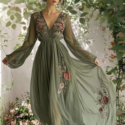 Élodine | Bohemian Maxi Dress with Floral Print