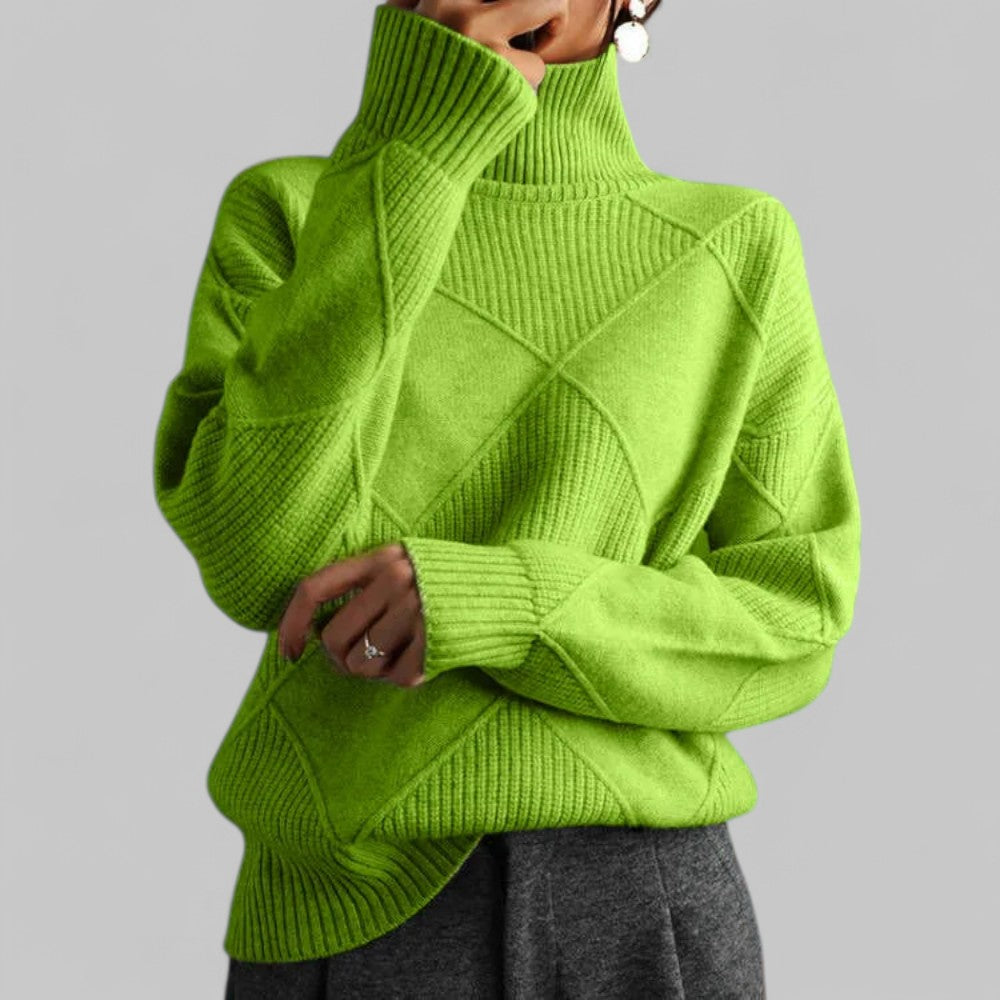 Women’s Winter Oversized Patterned Turtlenecks Sweater