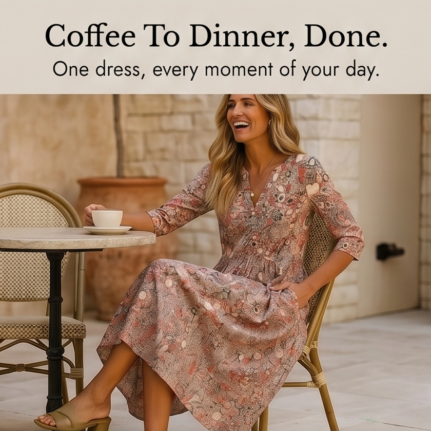 Lirenne™ – Flattering Floral Midi Dress with Pockets