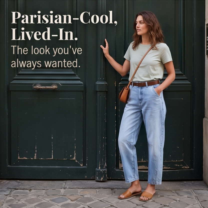 Lumière - High-Waisted Cropped Barrel Jeans