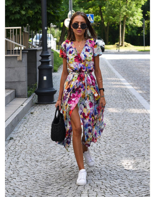 Stylish V-Neck Floral Dress