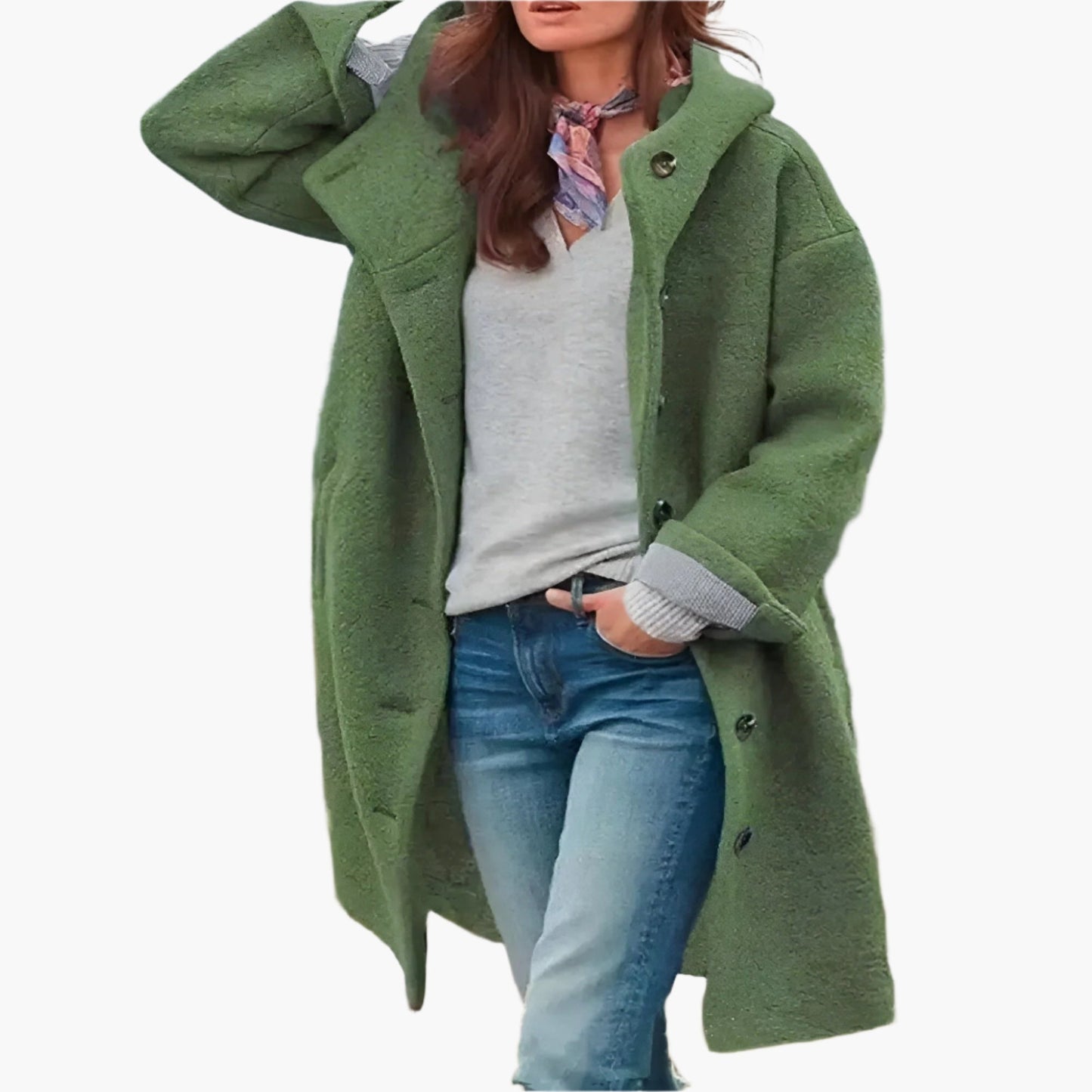 Abrigo largo de invierno relajado para mujer