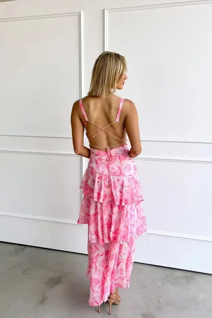 Women’s Elegant Floral Tiered Maxi Dress