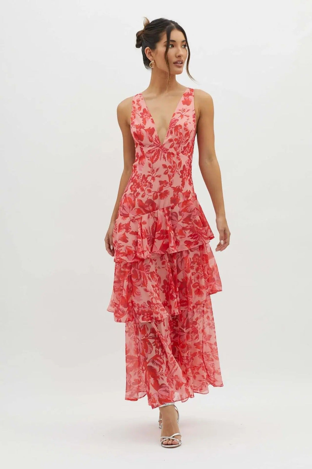 Women’s Elegant Floral Tiered Maxi Dress
