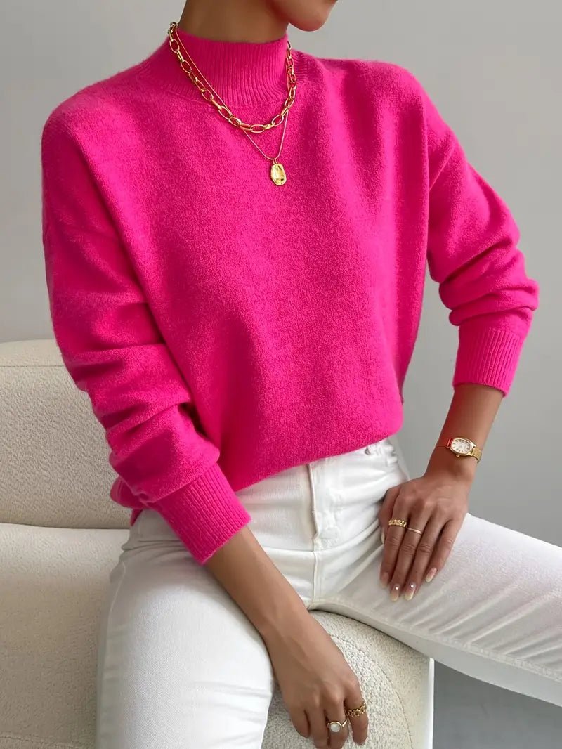 Comfortable Sweater with High Collar