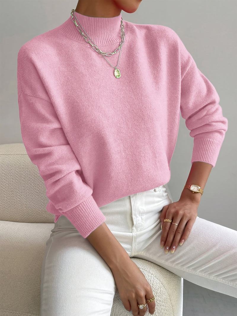 Comfortable Sweater with High Collar