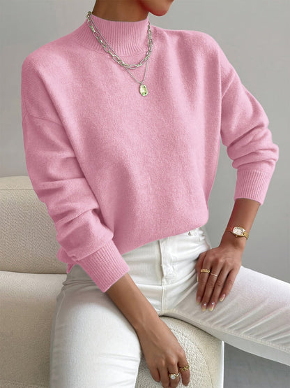 Comfortable Sweater with High Collar