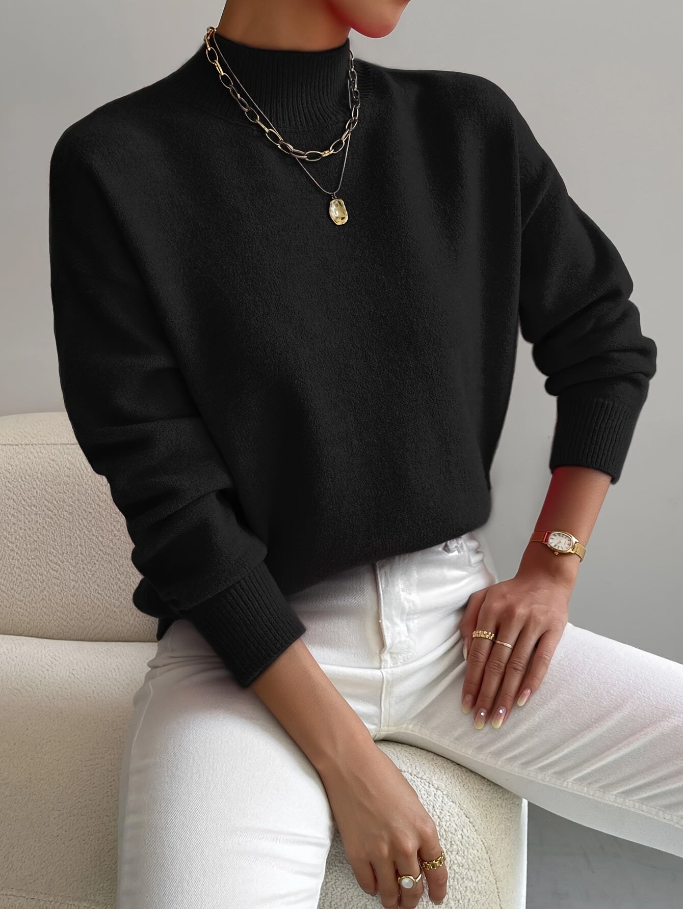 Women’s Spring Comfortable Mock Neck Sweater