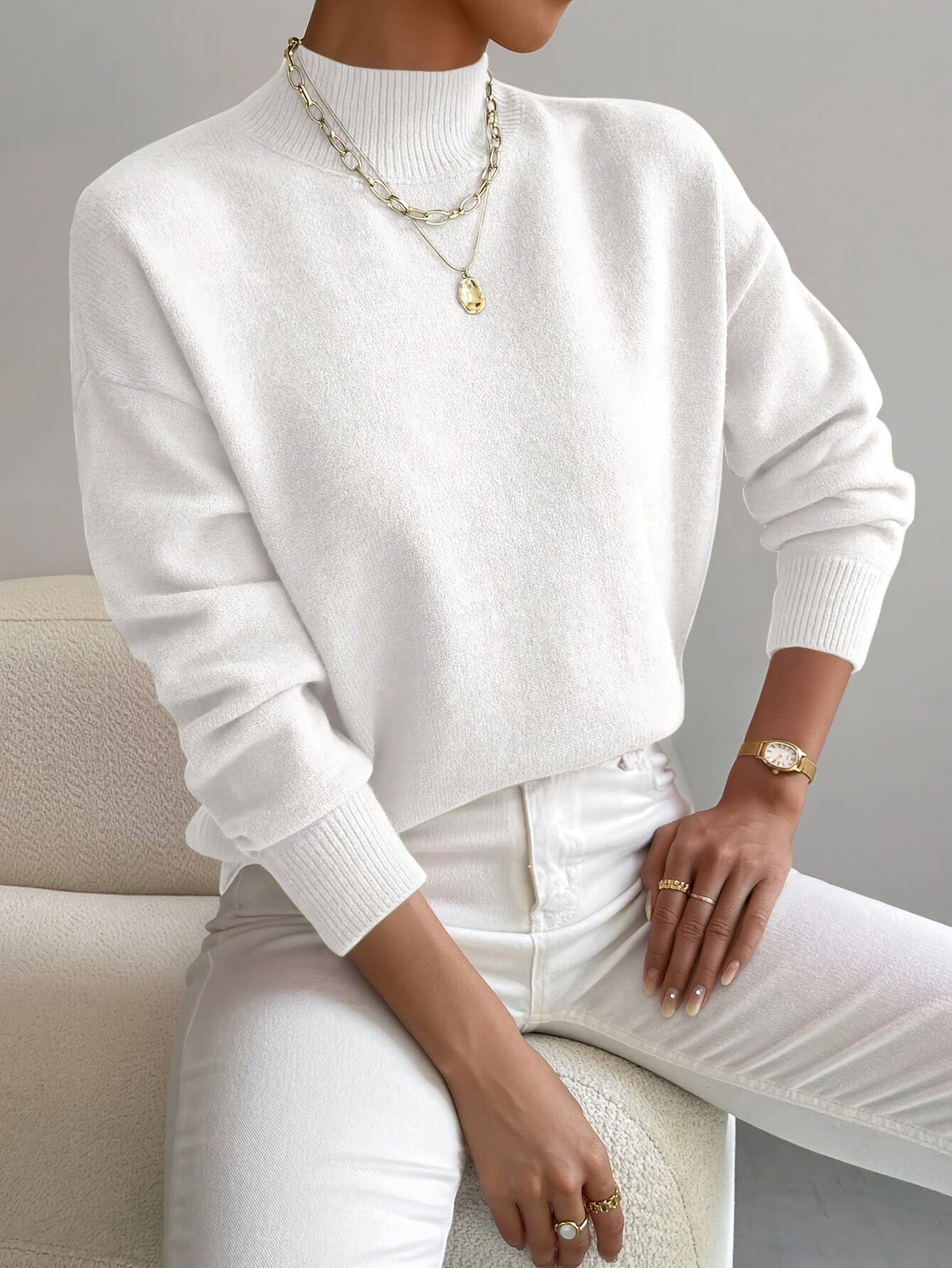 Women’s Spring Comfortable Mock Neck Sweater