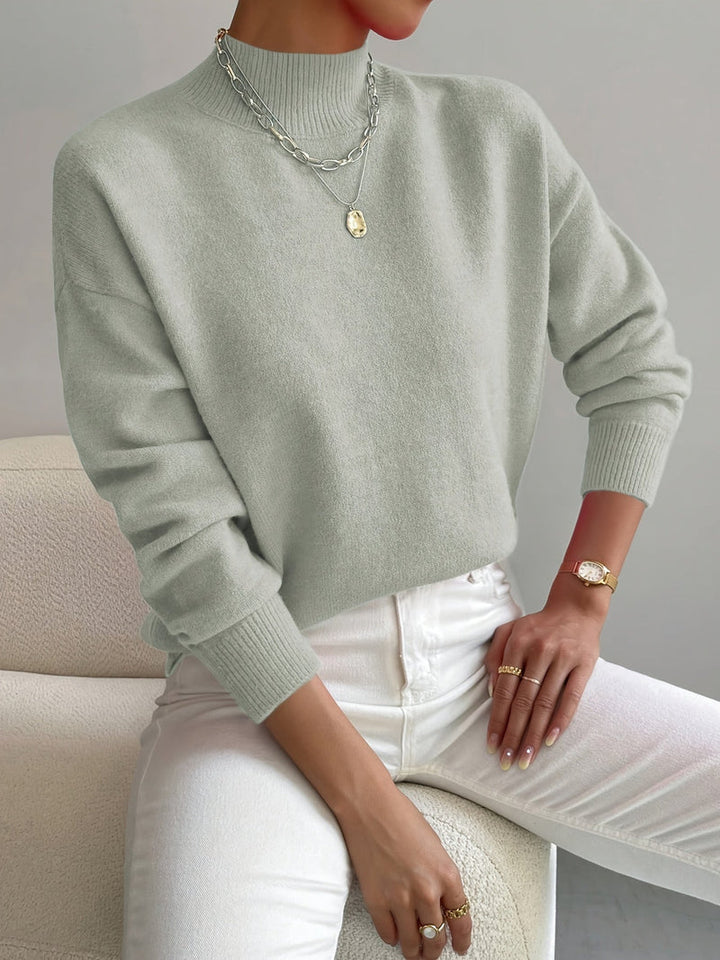 Comfortable Sweater with High Collar