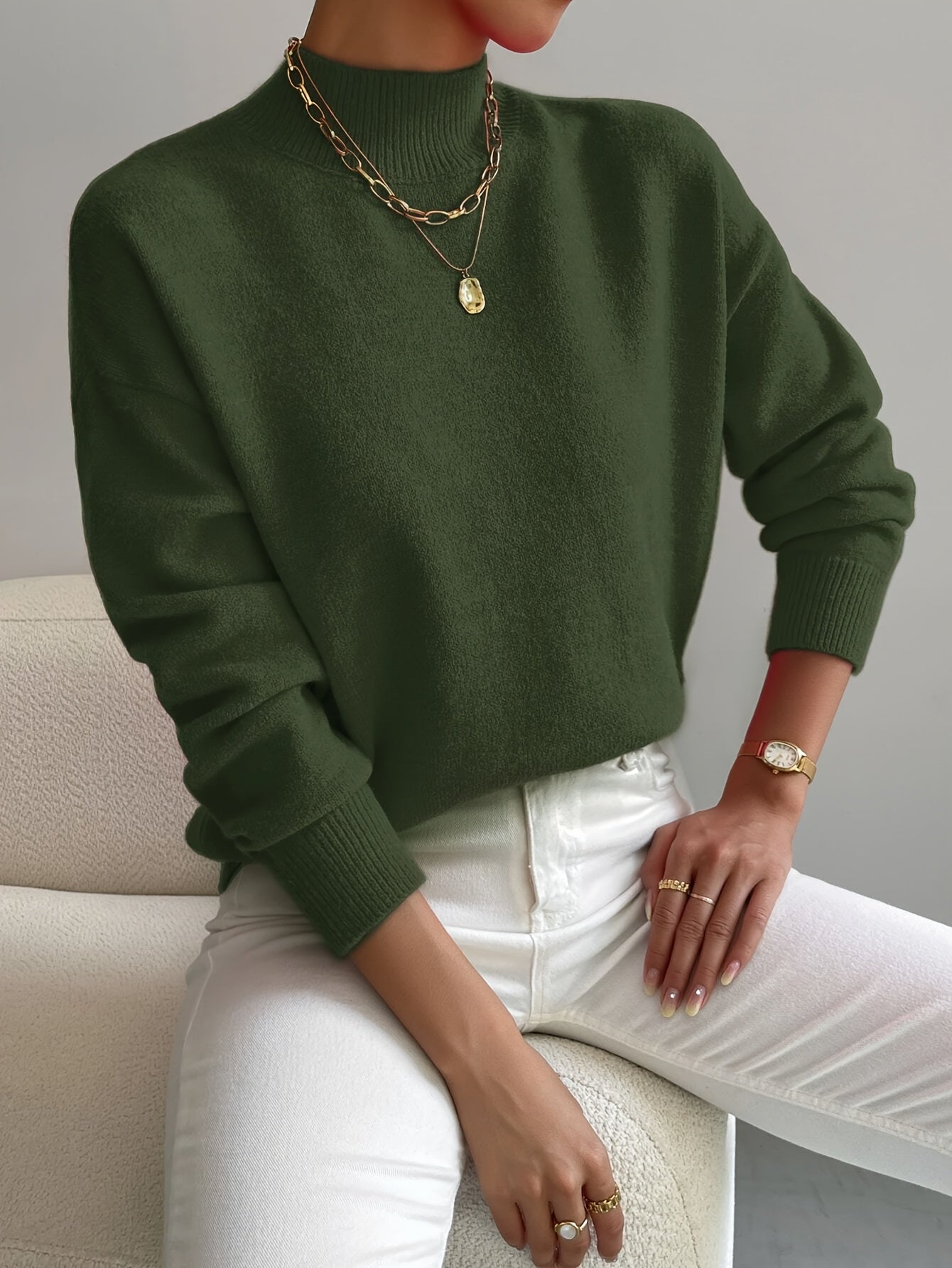 Women’s Spring Comfortable Mock Neck Sweater