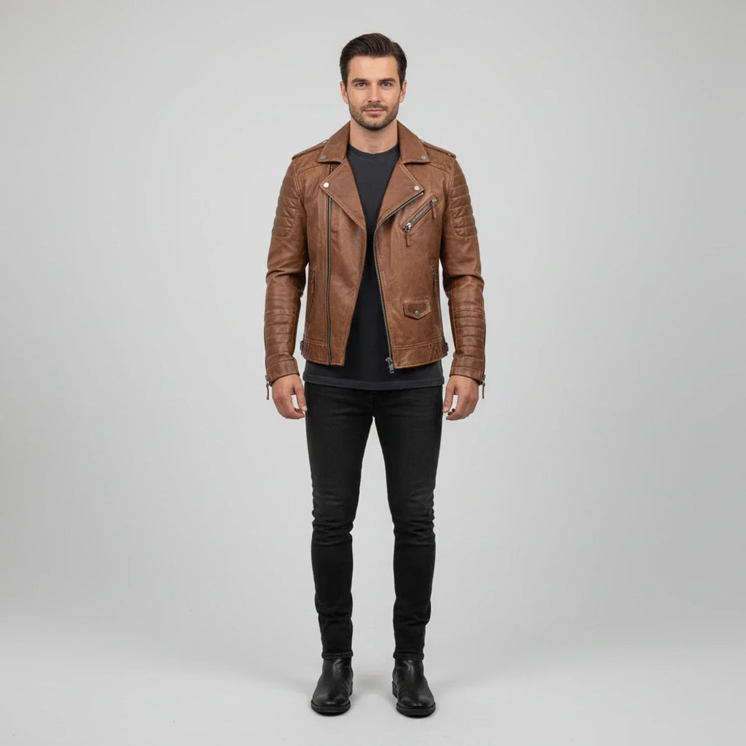 Winter Zip Up Men Leather jacket