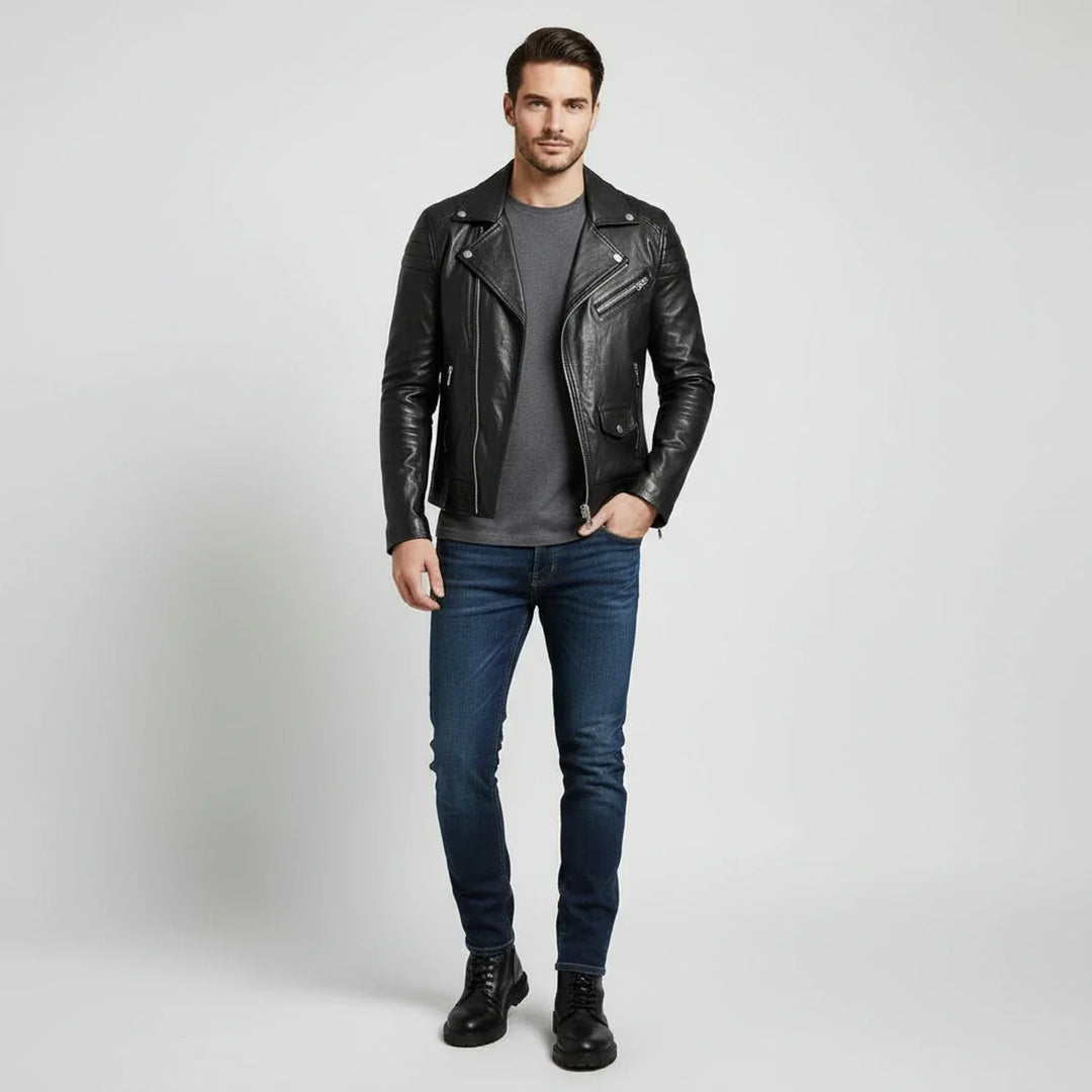 Winter Zip Up Men Leather jacket