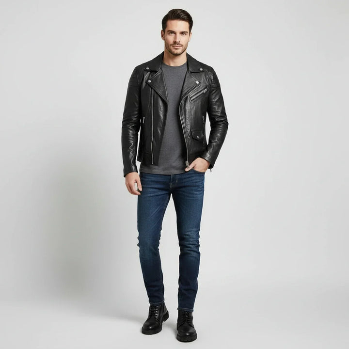 Winter Zip Up Men Leather jacket