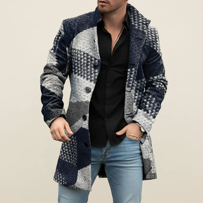 Winter Patchwork Style Men Overcoat