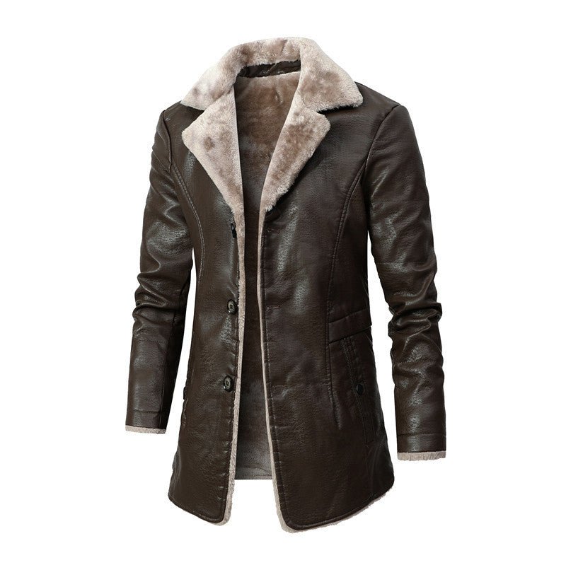 Sherpa Lined Leather Winter Coat