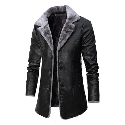 Sherpa Lined Leather Winter Coat