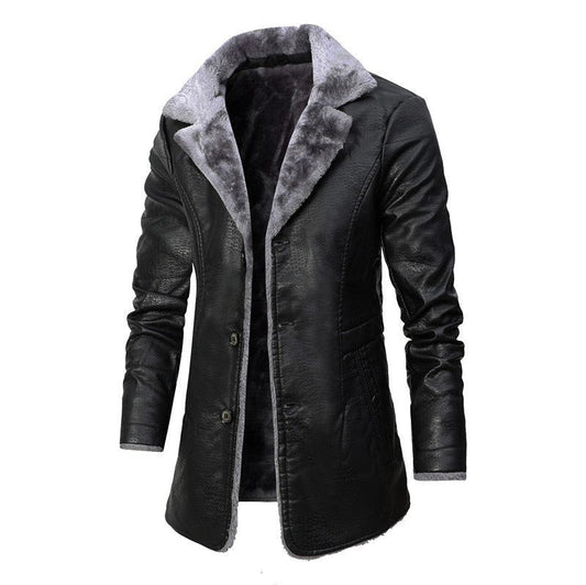 Sherpa Lined Leather Winter Coat