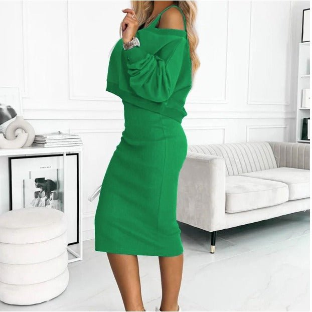 Conjunto de blusa sin hombros y falda para mujer