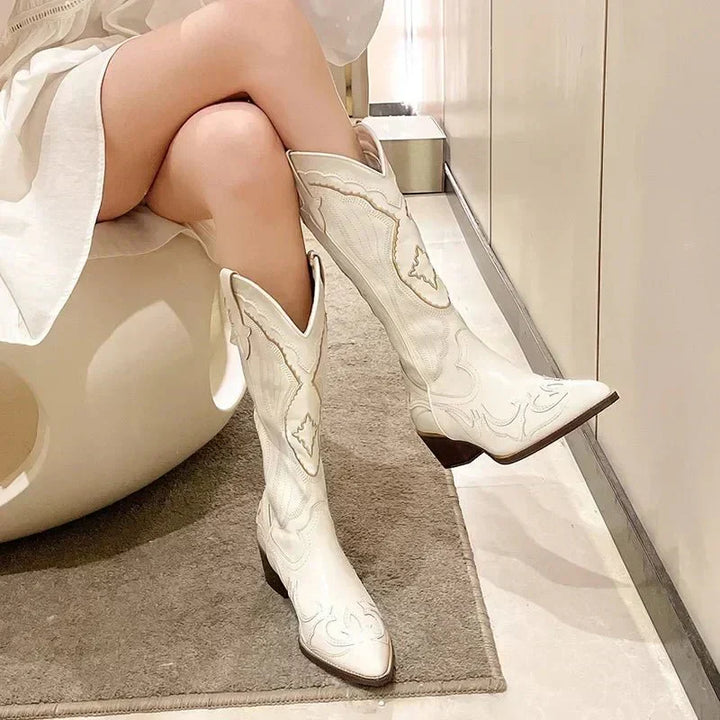 Women’s Chic Western Boots with Embroidery