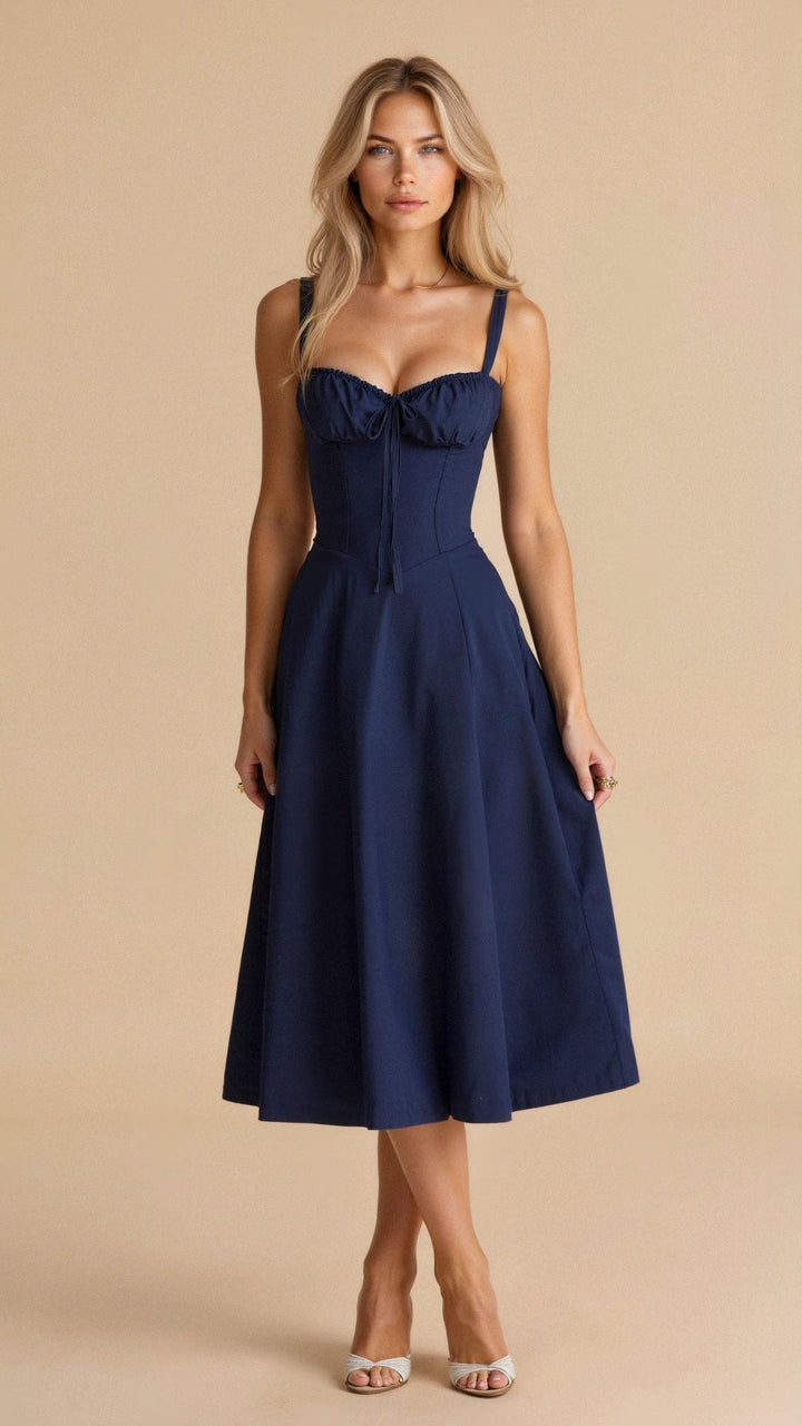 Floral Chic Corset Midi Dress
