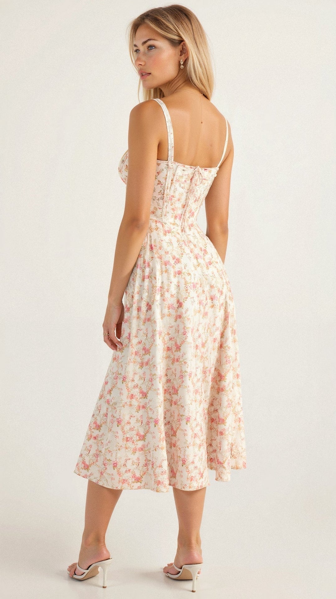 Floral Chic Corset Midi Dress